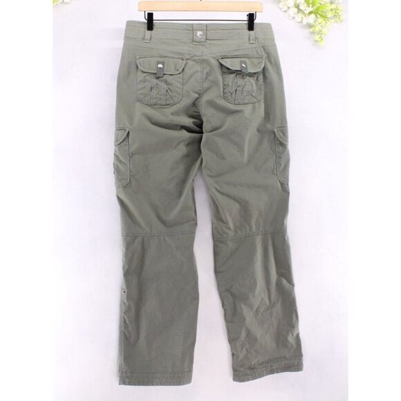 Kuhl Women's Spire Roll Up Pants Cargo Pockets Double Knee Olive Green Sz 12 - Picture 2 of 14